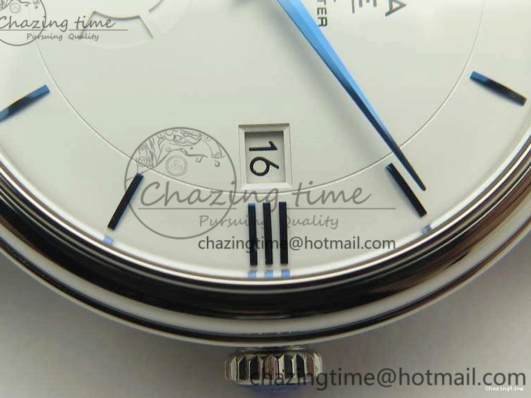 0218 Fashionable De Ville Prestige Real Power Reserve SS TW 1:1 Best Edition White Dial Blue Markers On Leather Strap A 8094